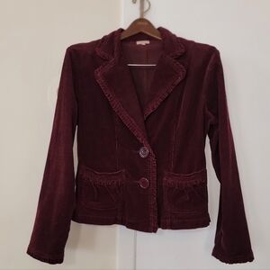 Sashimi Corduroy Jacket Button Maroon Dark Wine Red Burgundy Y2K 2000
